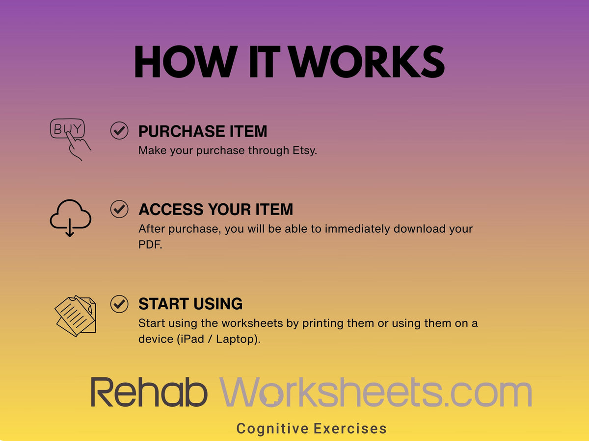 Story Recall Worksheets Bundle (30 Worksheets) - Memory – Rehab Worksheets