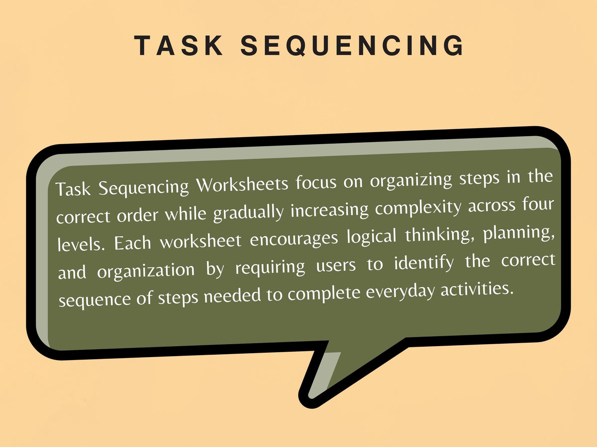 Task Sequencing (20 Worksheets) - Executive Functioning – Rehab Worksheets