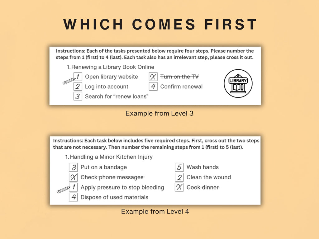 Task Sequencing (20 Worksheets) - Executive Functioning - Rehab Worksheets