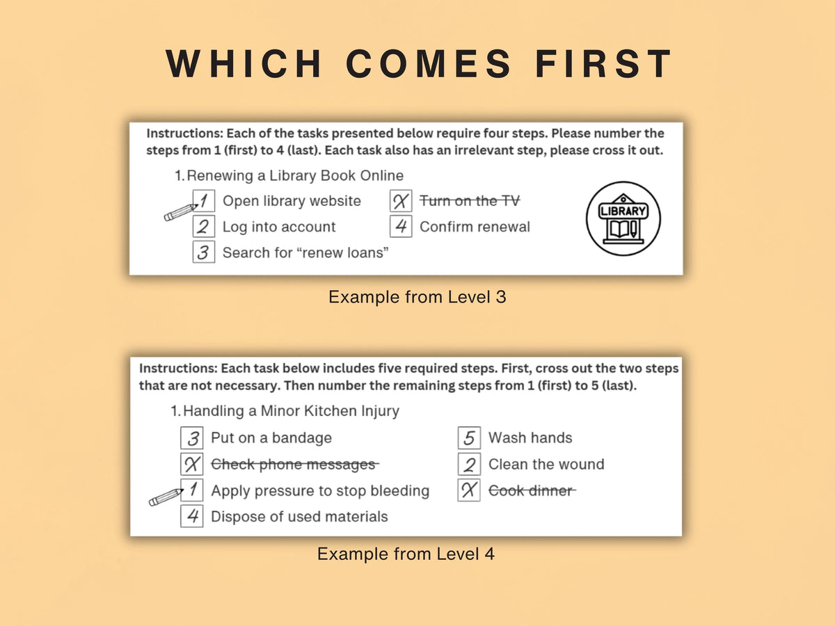 Task Sequencing (20 Worksheets) - Executive Functioning – Rehab Worksheets