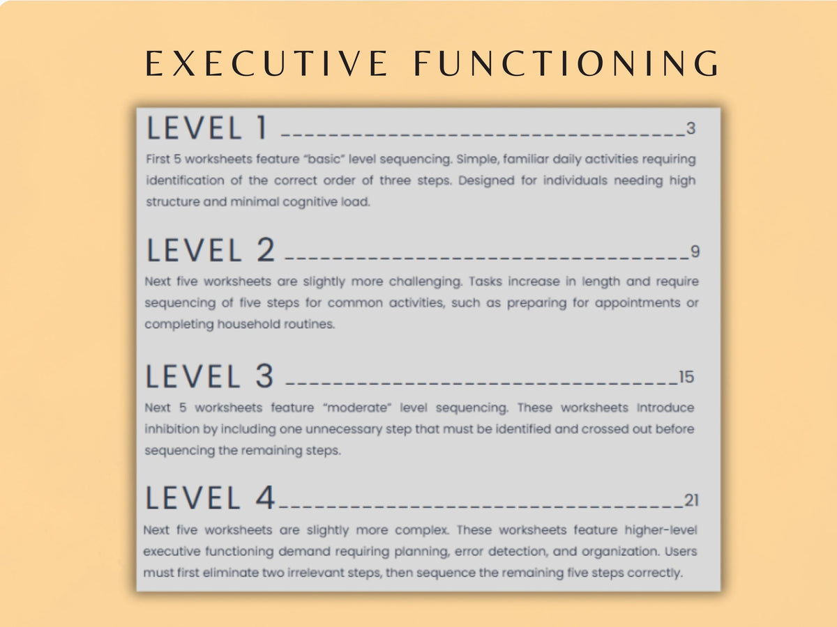 Task Sequencing (20 Worksheets) - Executive Functioning – Rehab Worksheets