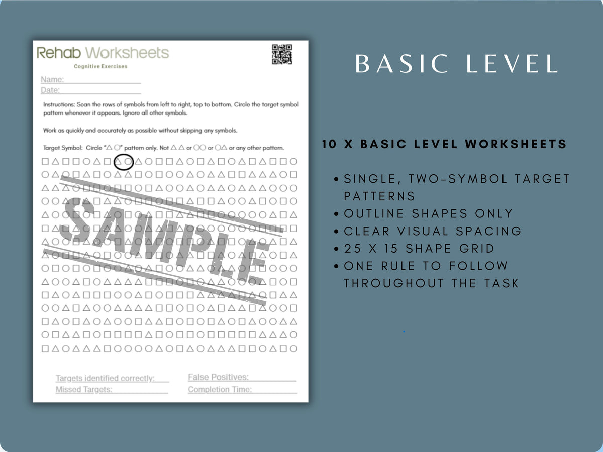 Visual Vigilance Task (30 Worksheets) - Attention – Rehab Worksheets