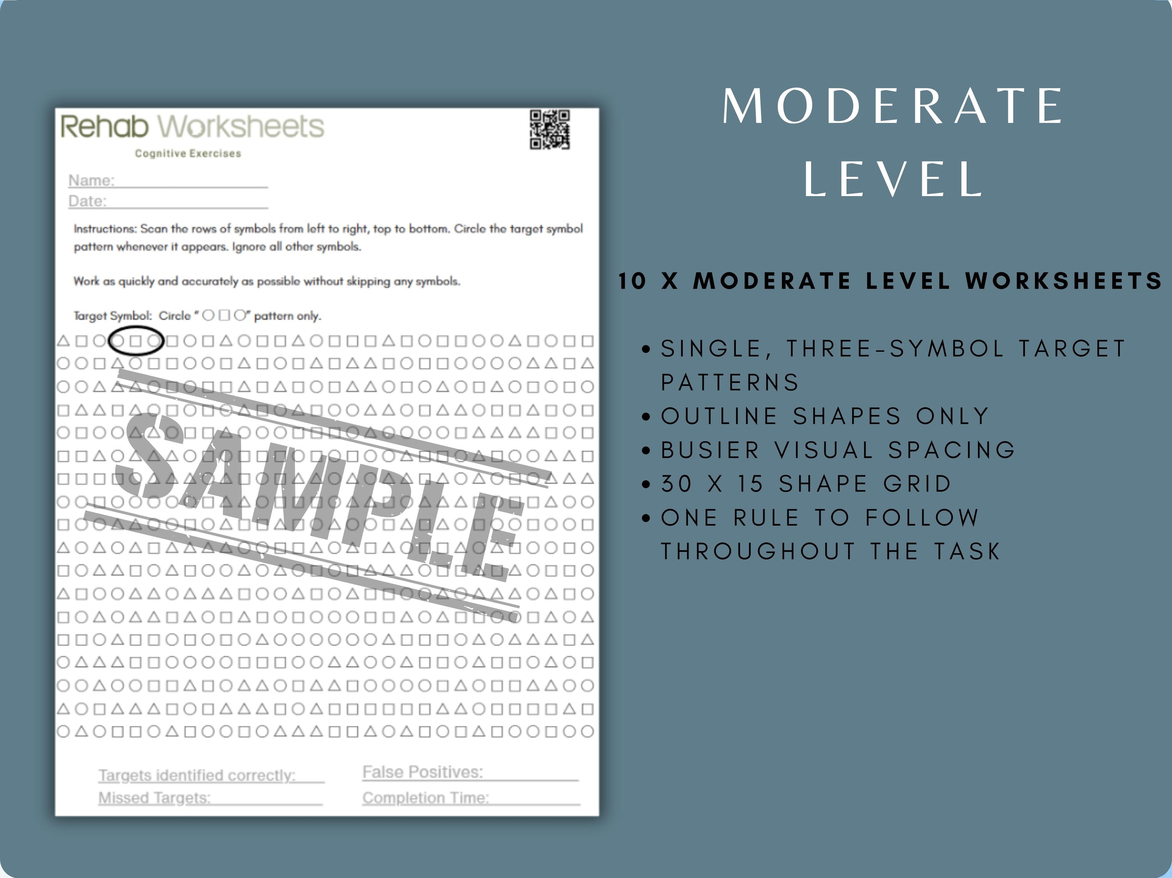 Visual Vigilance Task (30 Worksheets) - Attention - Rehab Worksheets