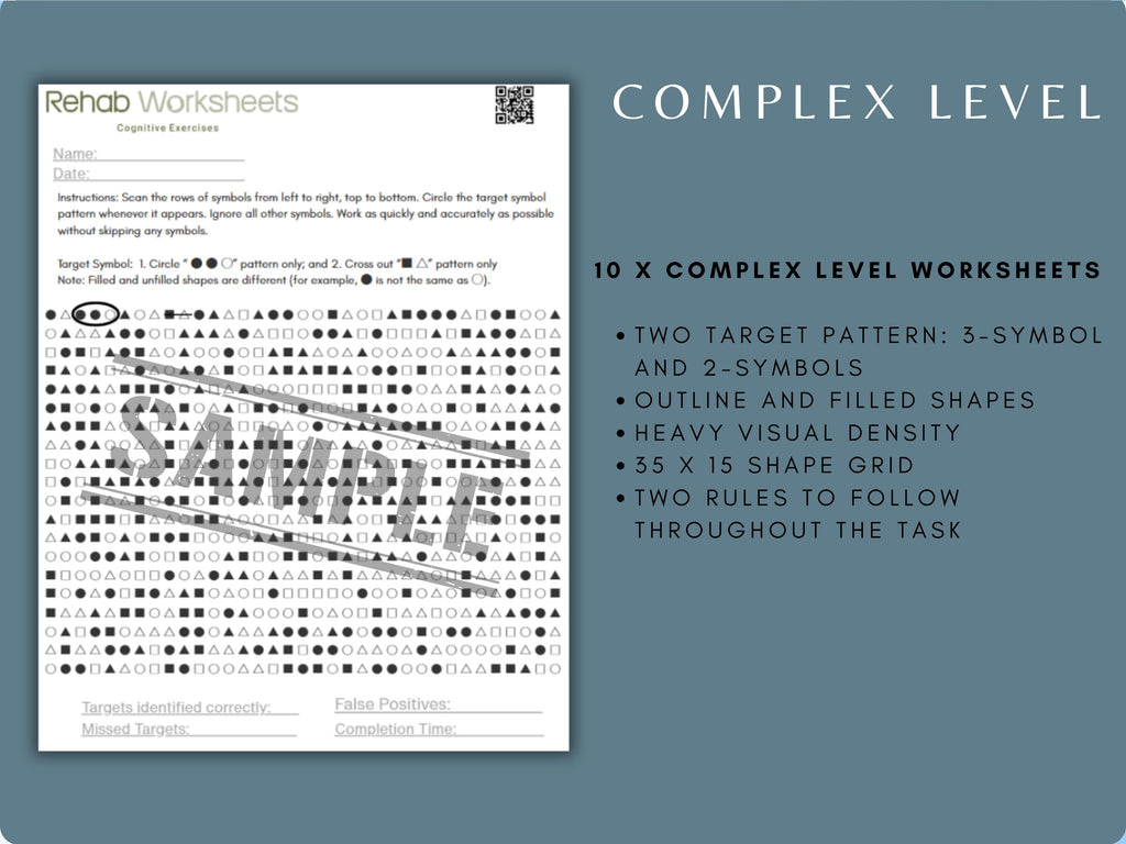 Visual Vigilance Task (30 Worksheets) - Attention - Rehab Worksheets