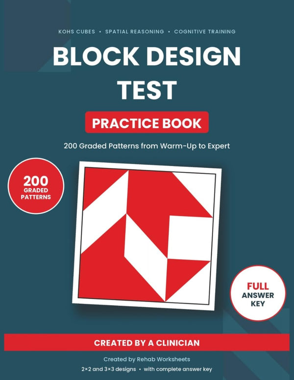 Block Design Test Practice Book, paperback cover