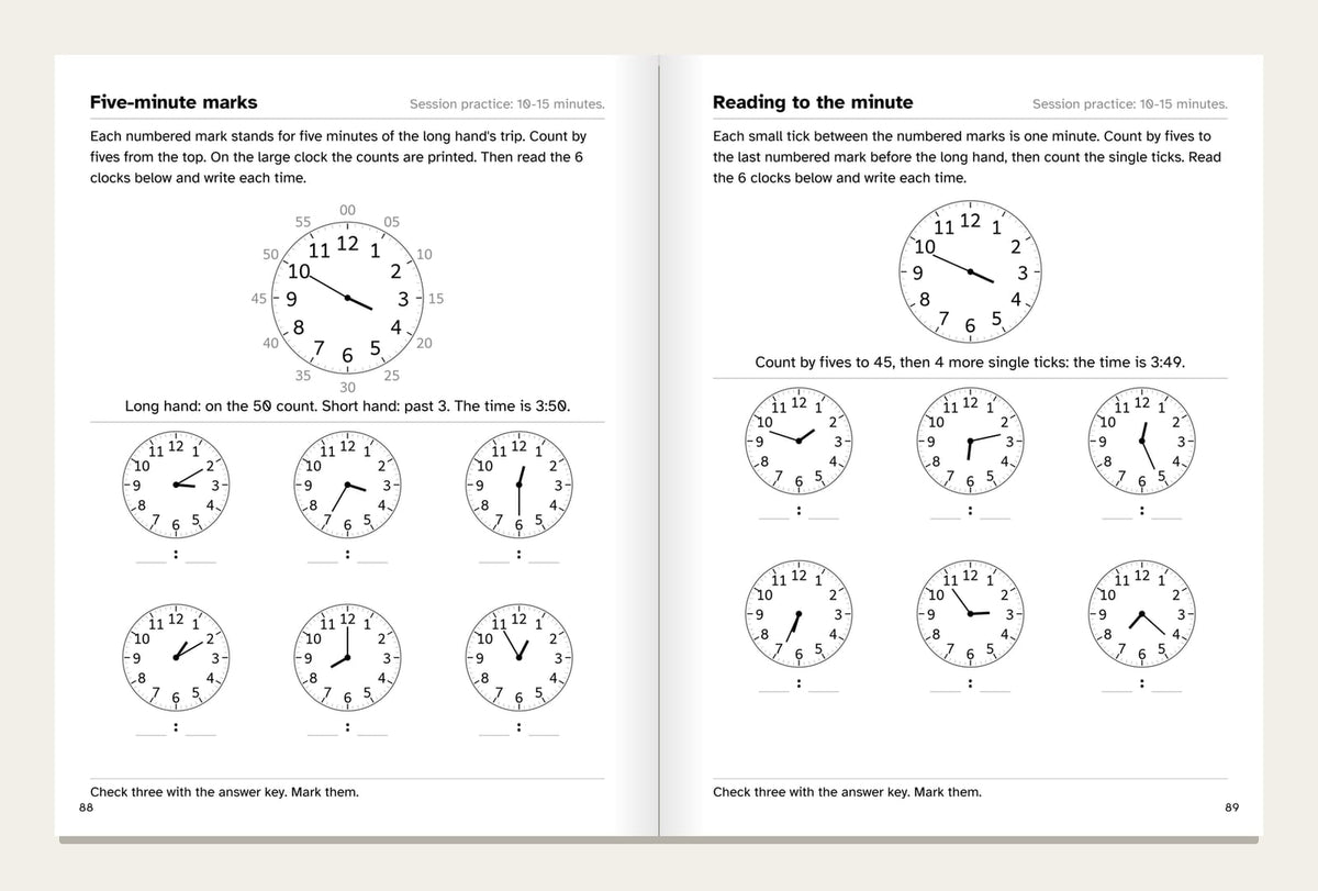 Two inside pages of the Dyscalculia Math Workbook for Adults