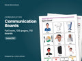 Communication Boards for Adults, the full book, 120 pages: cover showing real boards from the book
