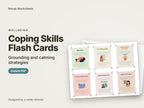 Coping Skills Flash Cards, grounding and calming strategies: cover showing real pages from the set