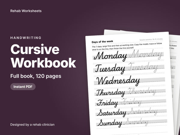 Dysgraphia Cursive Handwriting Workbook for Adults (Full Book, 120 Pages) - Letters, Joins, Capitals and Everyday Writing
