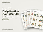 Daily Routine Cards Bundle, 5 self-care card sets: cover showing real pages from the set