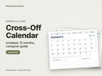 Cross-Off Calendar, undated, 12 months: cover showing real pages from the set