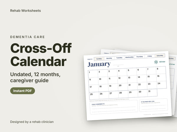 Dementia Calendar Printable: Undated Cross-Off Calendar for Memory Loss
