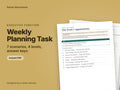 Weekly Planning Task, 7 scenarios in 4 levels: cover showing real pages from the set