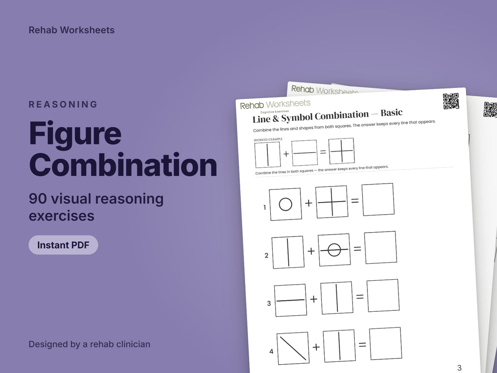 Figure Combination, 90 visual reasoning exercises: cover showing real pages from the set
