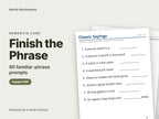 Finish the Phrase, 80 familiar-phrase prompts: cover showing real pages from the set