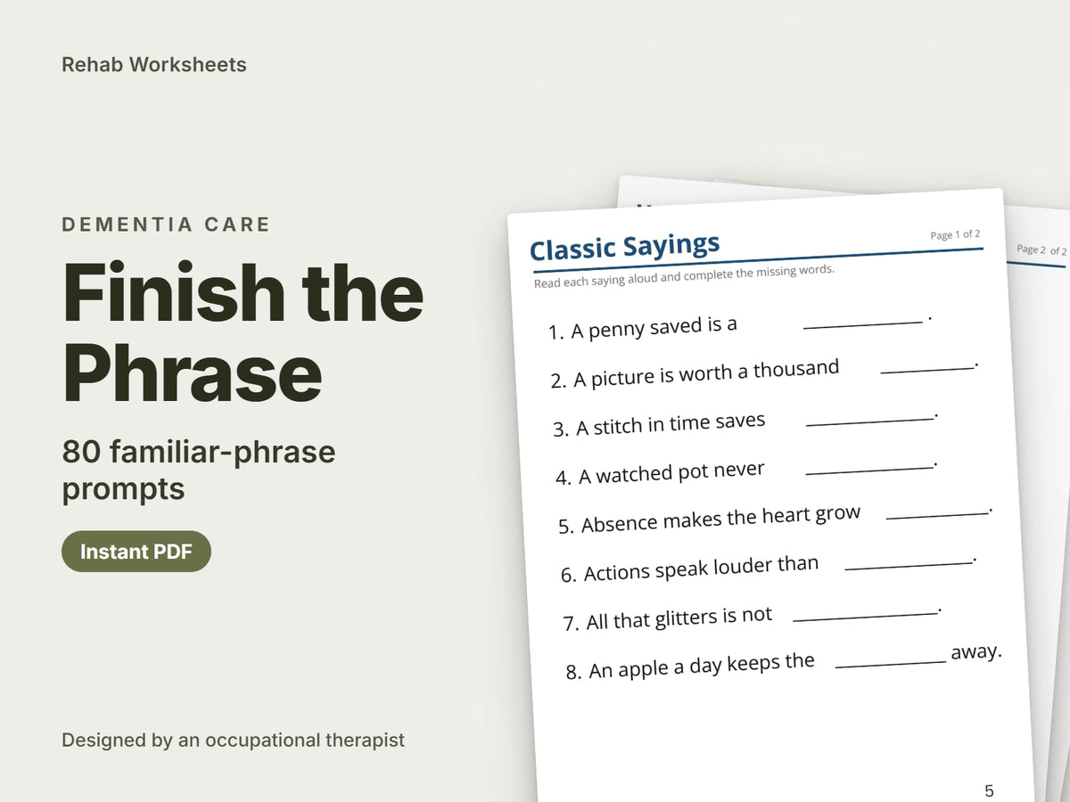 Finish the Phrase, 80 familiar-phrase prompts: cover showing real pages from the set