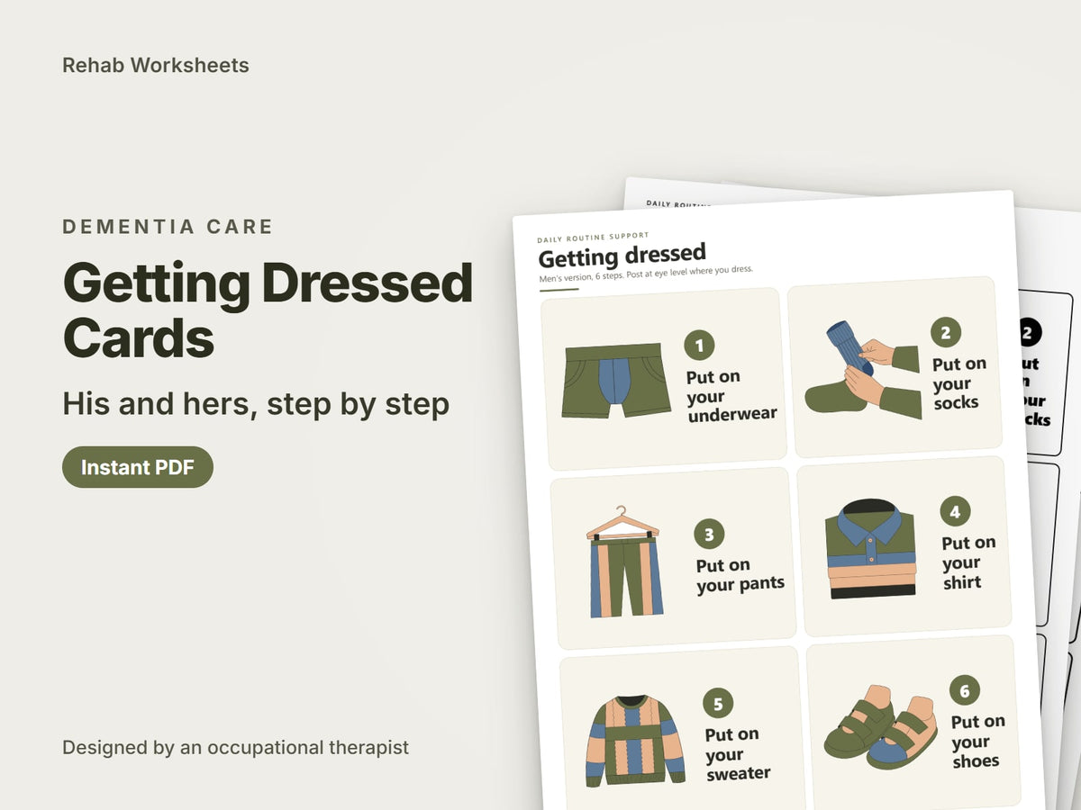 Getting Dressed Cards, his and hers, step by step: cover showing real pages from the set