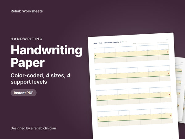 Dyslexia and Dysgraphia Handwriting Paper - Color-Coded Lined Paper in 4 Sizes and 4 Support Levels