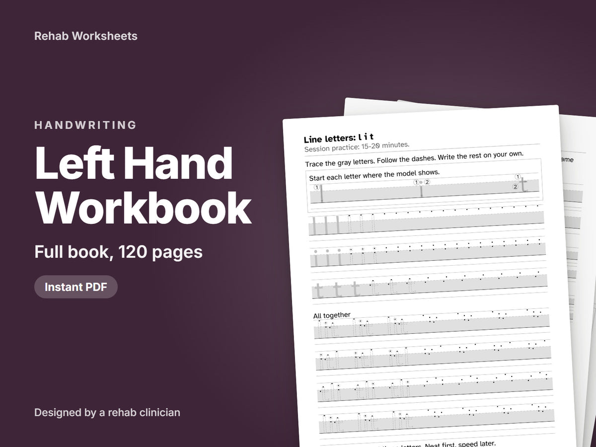 Left Hand Workbook, the full book, 120 pages: cover showing real pages from the book