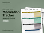 Medication Tracker, weekly pill schedule: cover showing real pages from the set