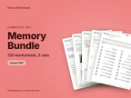 Memory Bundle, 120 worksheets, 5 sets: cover showing real pages from the set