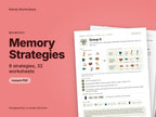 Memory Strategies, 8 strategies, 32 worksheets: cover showing real pages from the set