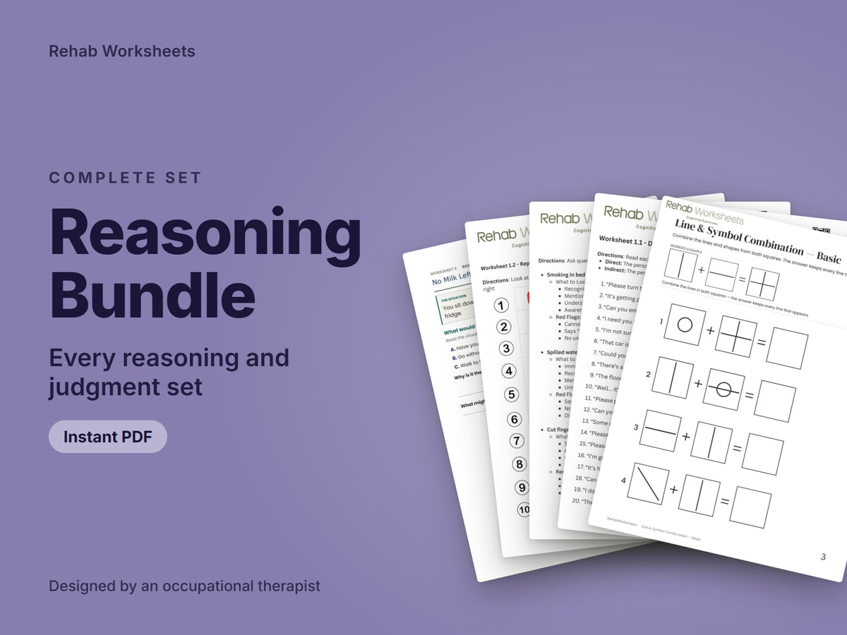 Reasoning Bundle, every reasoning and judgment set: cover showing real pages from the set