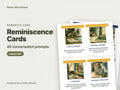 Reminiscence Cards, 40 conversation prompts: cover showing real pages from the set
