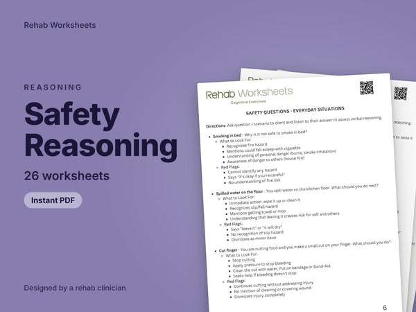 Safety Reasoning Worksheets (26 Worksheets): Verbal Reasoning