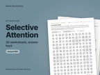 Selective Attention, 30 worksheets: cover showing real pages from the set