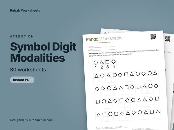 Symbol Digit Modalities Task (30 Worksheets) - Attention