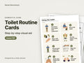 Toilet Routine Cards, step-by-step visual aid: cover showing real pages from the set