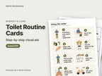 Toilet Routine Cards, step-by-step visual aid: cover showing real pages from the set