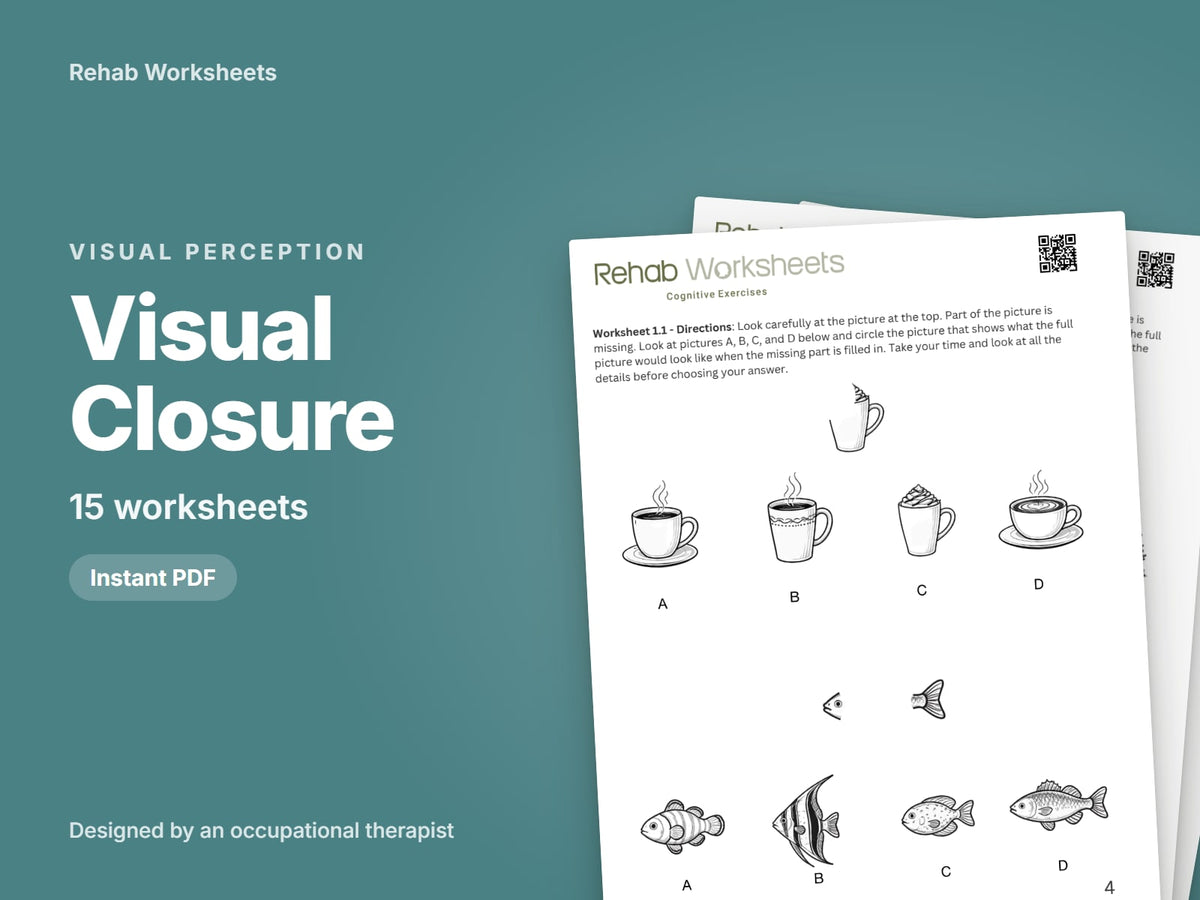 Visual Closure, 15 worksheets: cover showing real pages from the set