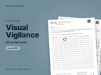 Visual Vigilance, 30 worksheets: cover showing real pages from the set