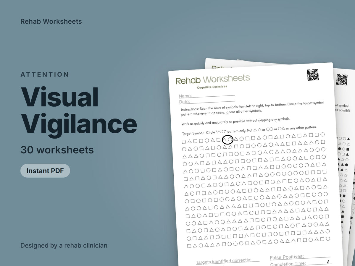 Visual Vigilance, 30 worksheets: cover showing real pages from the set