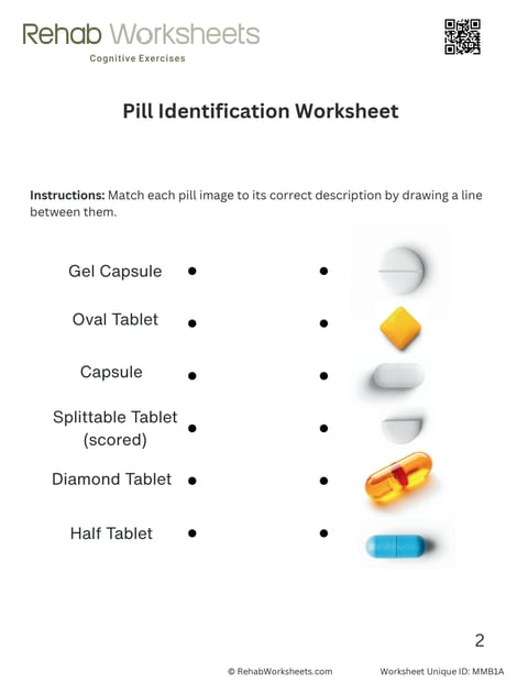 Medication management worksheet 1: Pill identification