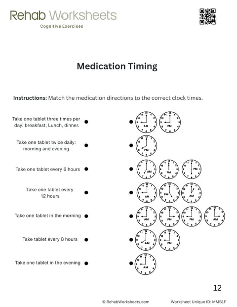 Medication management worksheet 6: Medication timing