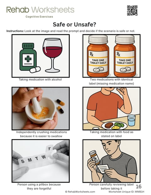 Medication management worksheet 8: Safe or unsafe