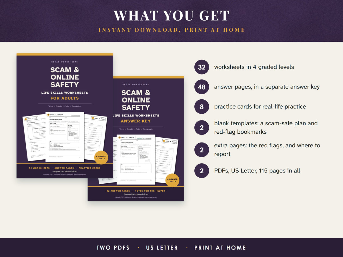 The worksheets cover and the answer key cover next to a list of what the download includes