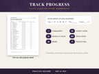The cue and progress sheet for all 32 worksheets and the cue tally printed at the bottom of every worksheet