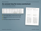 Selective attention answer key with ringed targets and row counts, beside a page of four answer keys