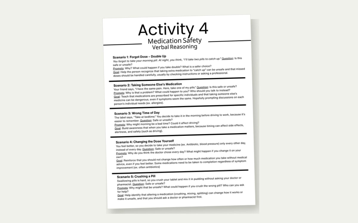 Medication safety, verbal reasoning
